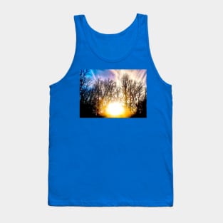 Sun setting behind trees Tank Top